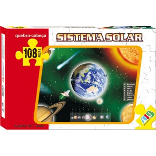 Jogo quebra cabeça sistema solar, 108 peças, +7